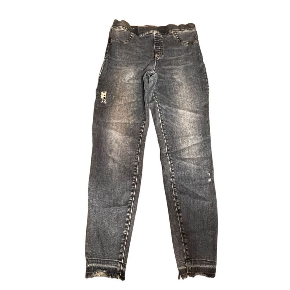 Spanx Women’s XL High Waisted Skinny Stretch distressed raw hem Denim Leggings